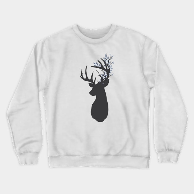 Stag silhouette with Leafy antlers Crewneck Sweatshirt by NixieNoo